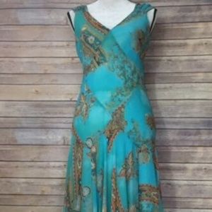 Jones New York Silk Dress Paisley Blue